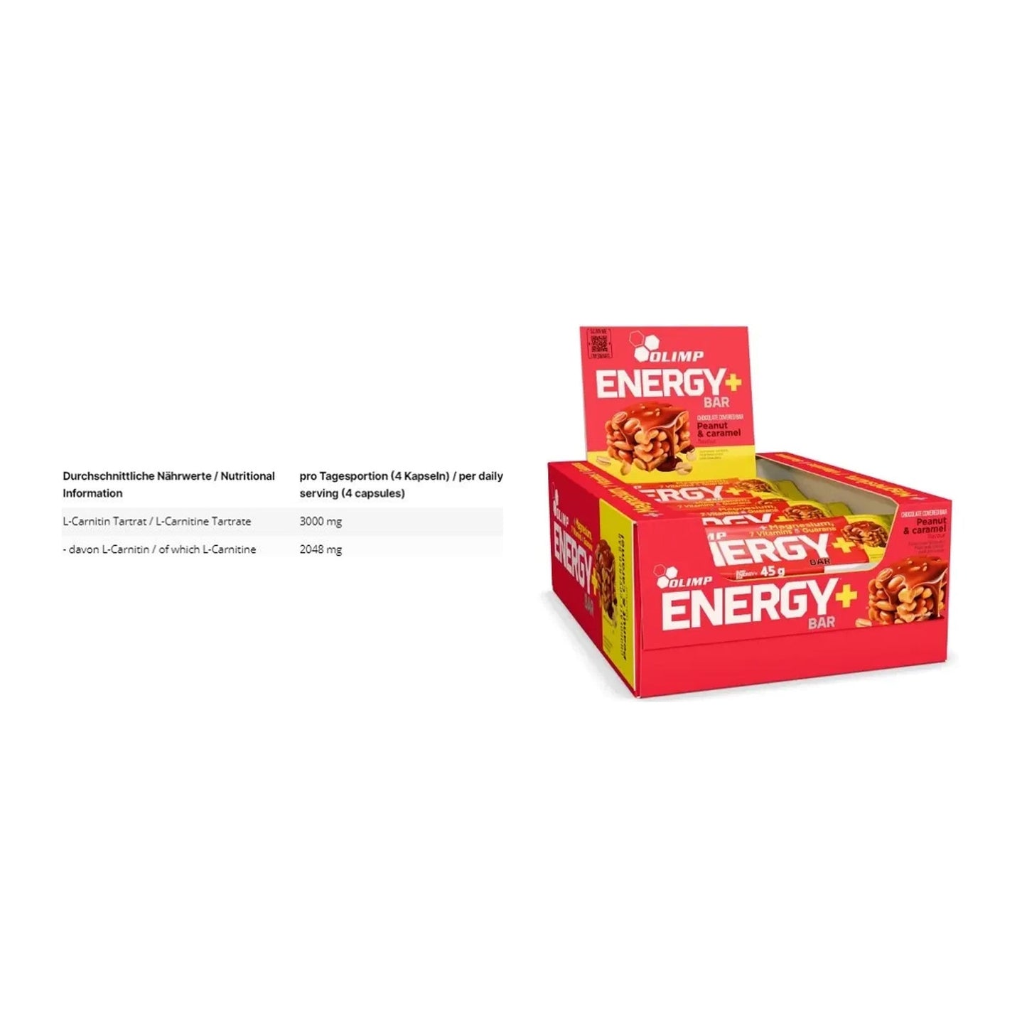 Cardio-Duo: INLEAD L-Carnitine Tartrate + Olimp Energy+ Bar – alle enthaltenen Artikel