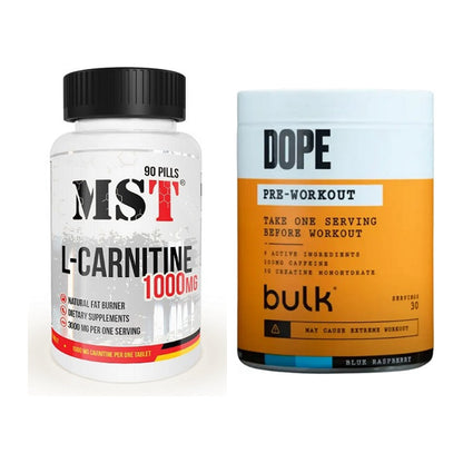 Cardio-Duo: MST L-Carnitine 1000 (90 + Bulk Dope Pre-Workout 30 – alle enthaltenen Artikel