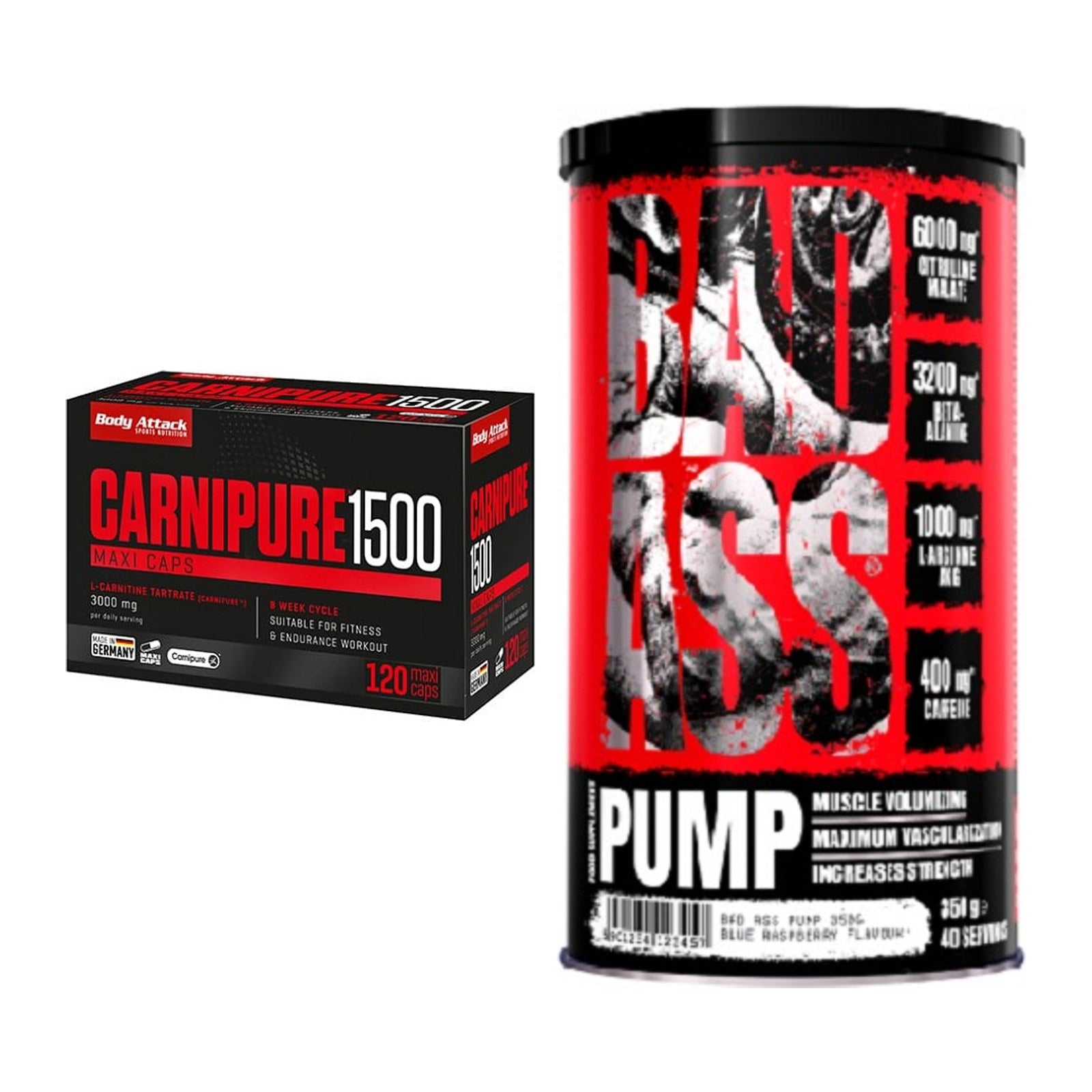 Cardio-Duo: Body Attack Carnipure 1500 + BAD ASS Pump – alle enthaltenen Artikel
