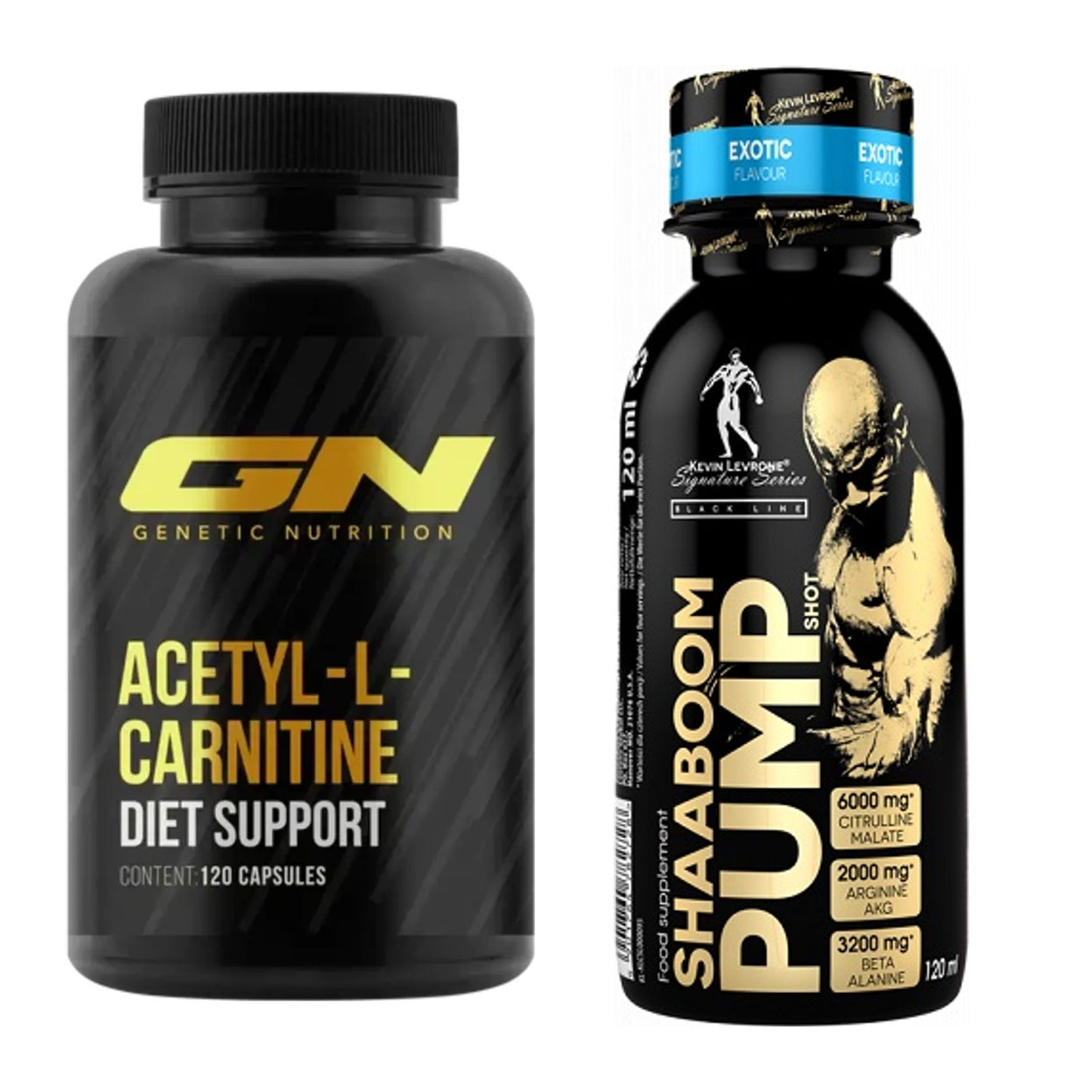 Cardio-Duo: GN Acetyl L-Carnitin + Kevin Levrone Shaaboom Pump Shot – alle enthaltenen Artikel