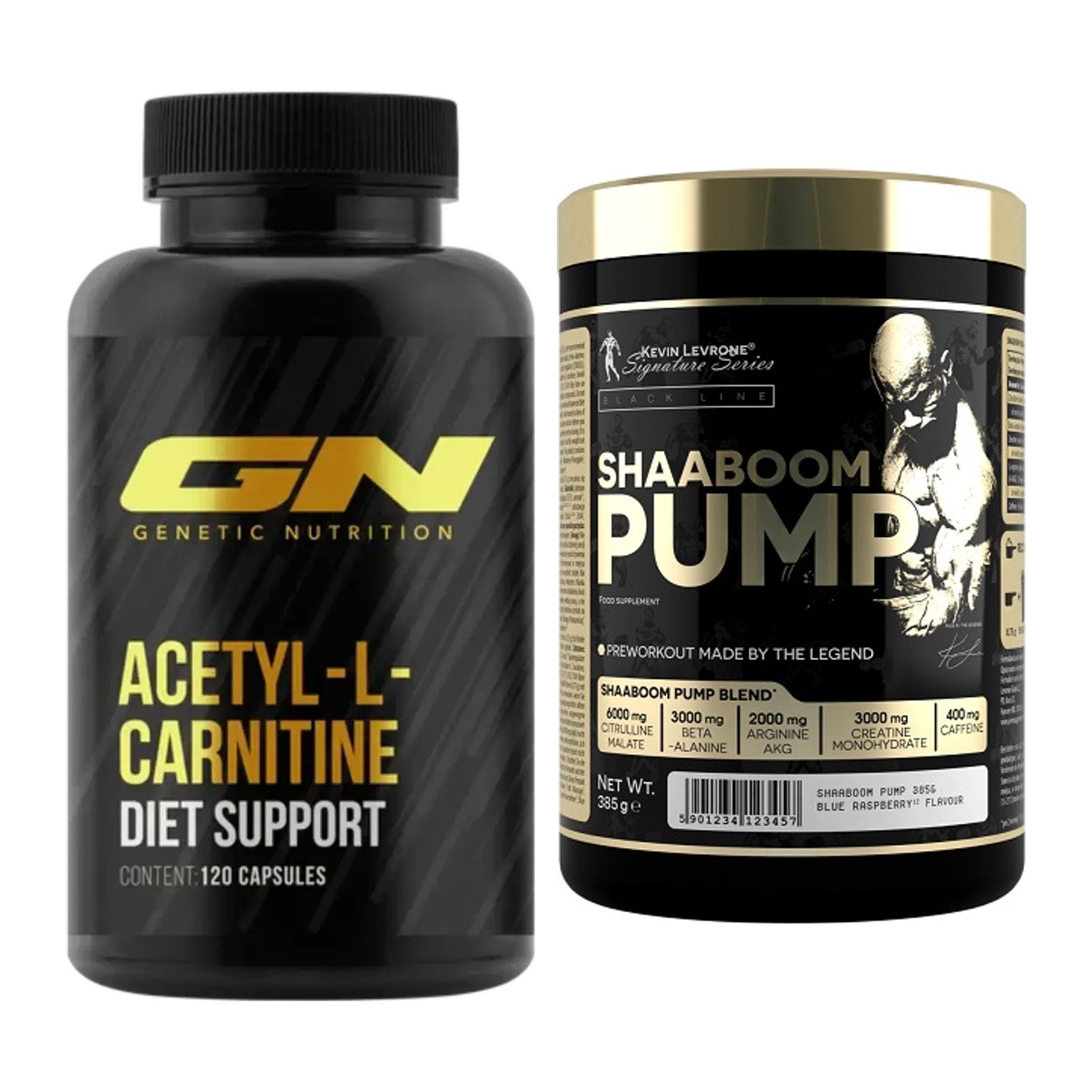 Cardio-Duo: GN Acetyl L-Carnitin + Kevin Levrone Shaaboom Pump – alle enthaltenen Artikel