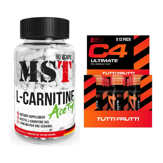 Cardio-Duo: MST L-Carnitine Acetyle + Cellucor C4 Ultimate Pre-Workout – alle enthaltenen Artikel