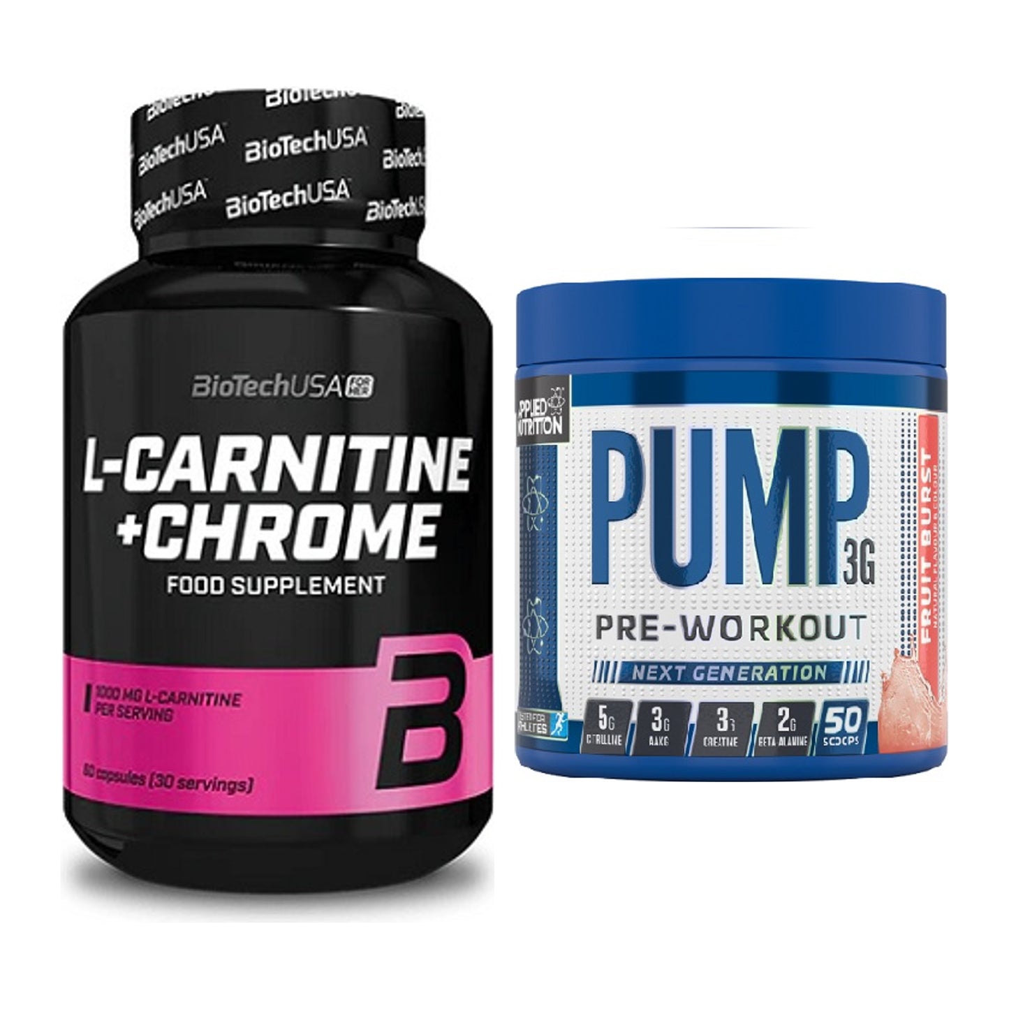 Cardio-Duo: BioTech L-Carnitine + Chrome + Applied Nutrition Pump – alle enthaltenen Artikel