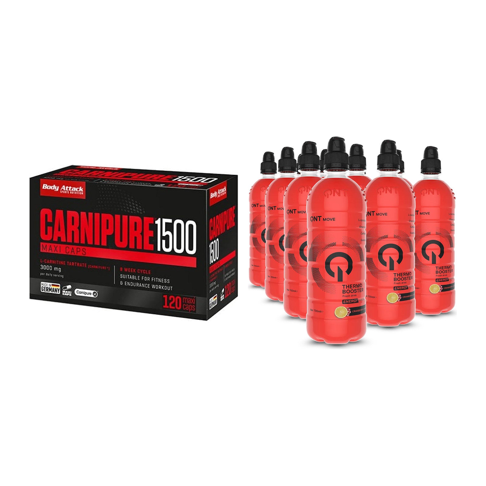 Cardio-Duo: Body Attack Carnipure 1500 + QNT Thermo Booster – alle enthaltenen Artikel