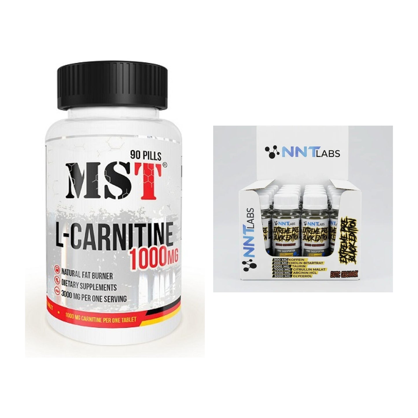 Cardio-Duo: MST L-Carnitine 1000 (90 + NNT Extreme Black Edition – alle enthaltenen Artikel