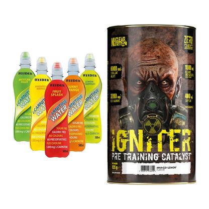 Cardio-Duo: Weider L-Carnitine WATER + Nuclear Nutrition IGNITER – alle enthaltenen Artikel