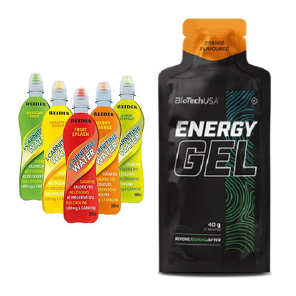 Cardio-Duo: Weider L-Carnitine WATER + BioTech Energy Gel – alle enthaltenen Artikel