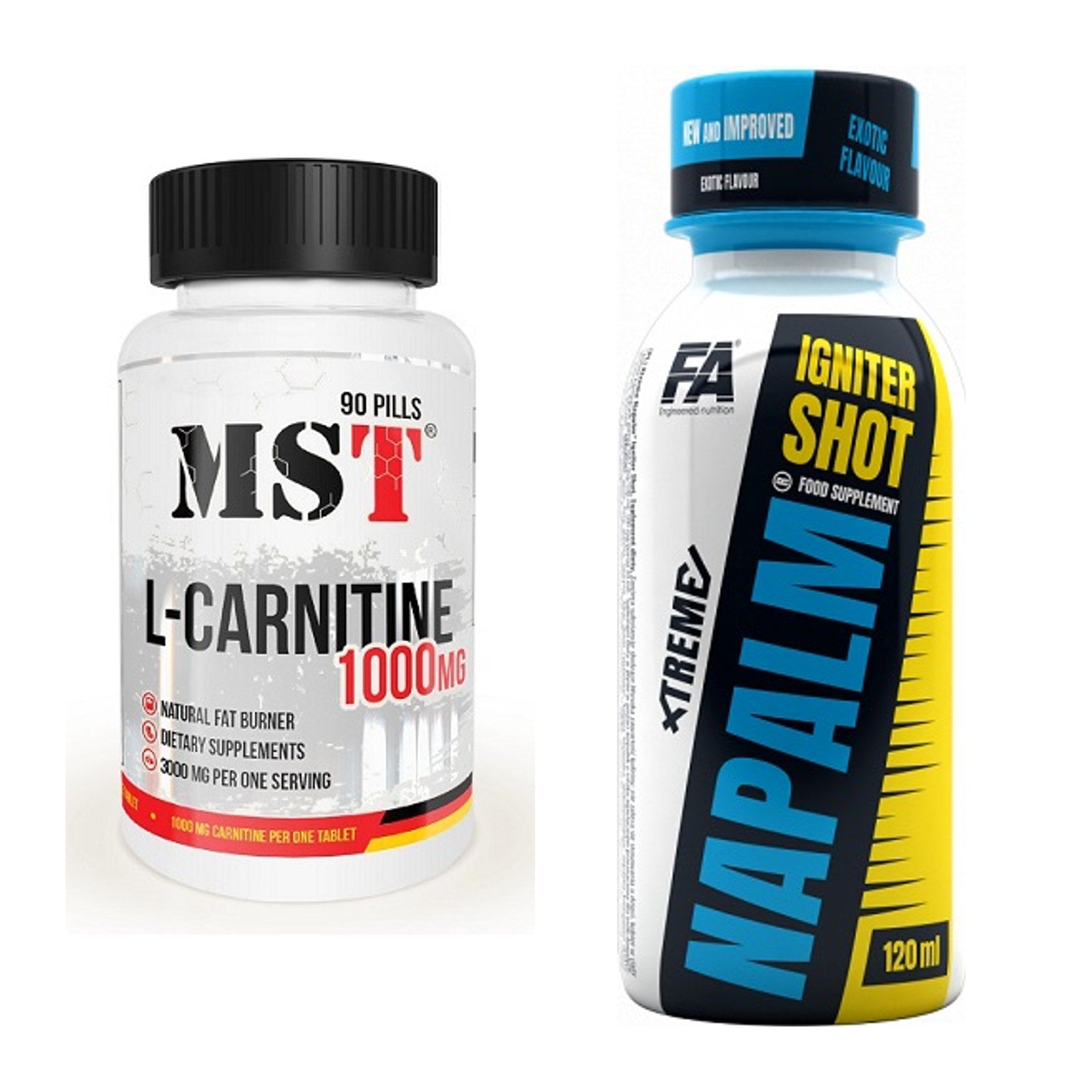 Cardio-Duo: MST L-Carnitine 1000 (90 + FA Nutrition Xtreme Napalm – alle enthaltenen Artikel