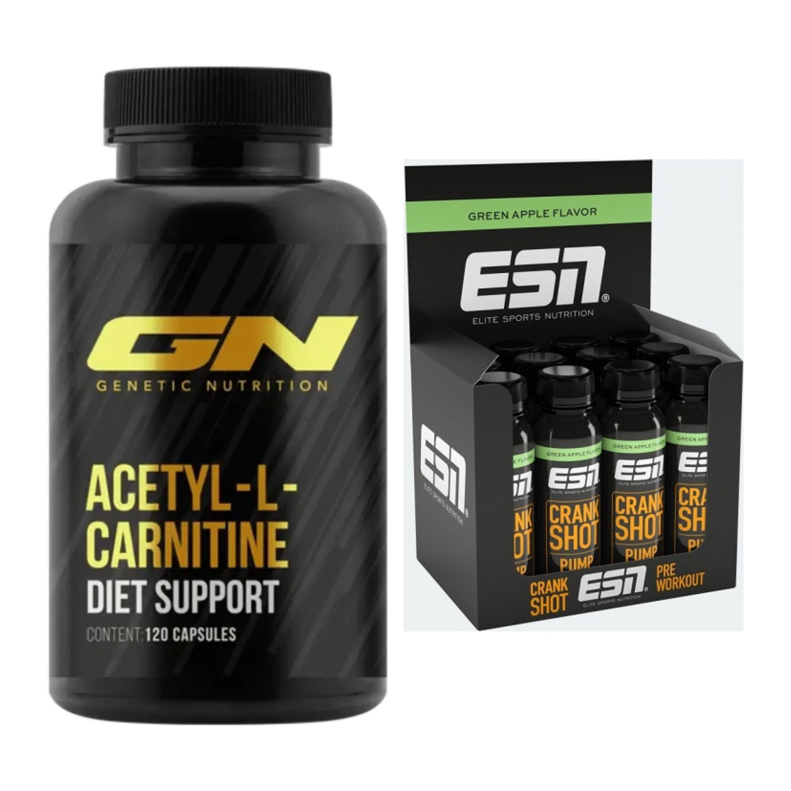 Cardio-Duo: GN Acetyl L-Carnitin + ESN Crank Pump Shot – alle enthaltenen Artikel