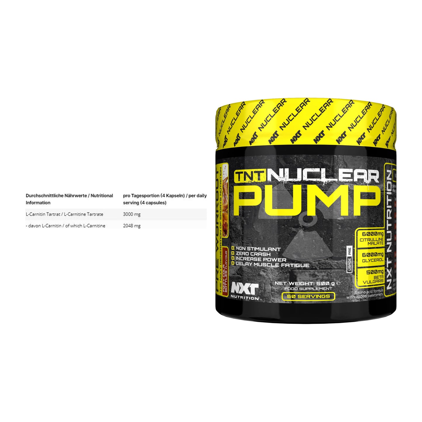 Cardio-Duo: INLEAD L-Carnitine Tartrate + NXT Nutrition TNT Nuclear – alle enthaltenen Artikel
