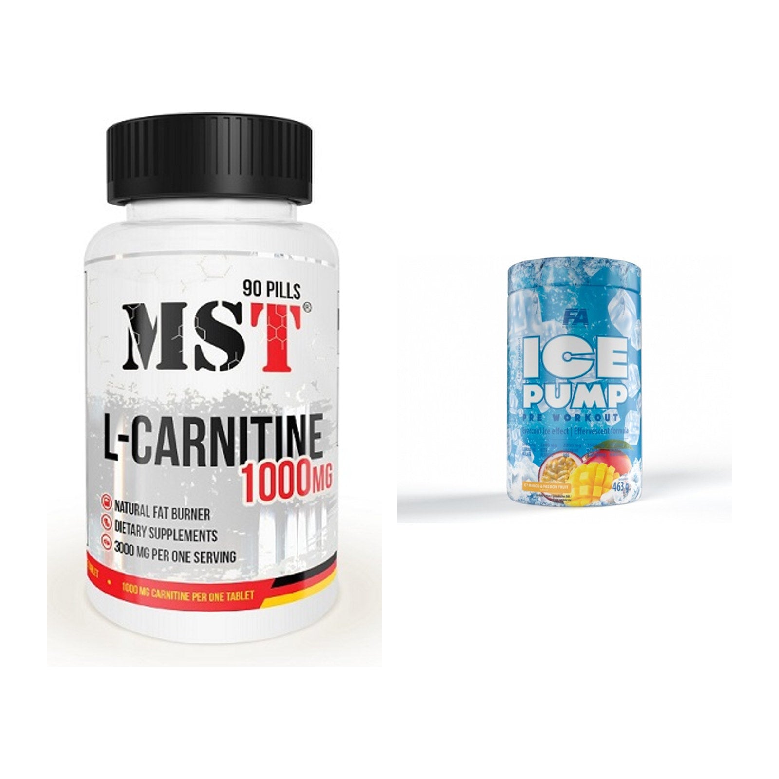 Cardio-Duo: MST L-Carnitine 1000 (90 + FA Nutrition ICE Pump – alle enthaltenen Artikel