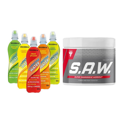 Cardio-Duo: Weider L-Carnitine WATER + Trec Nutrition SAW Booster – alle enthaltenen Artikel