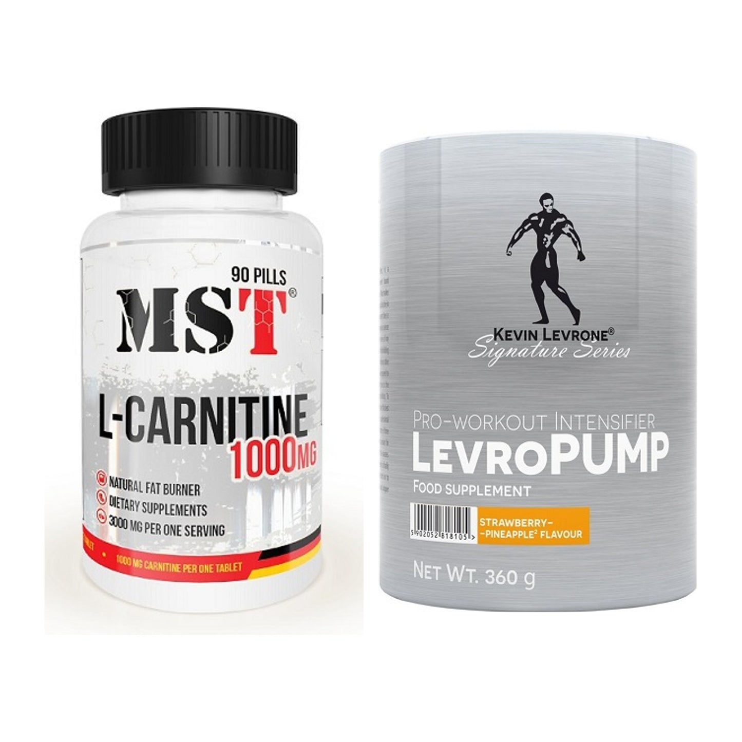 Cardio-Duo: MST L-Carnitine 1000 (90 Tabl.) + Kevin Levrone Levro Pump – alle enthaltenen Artikel