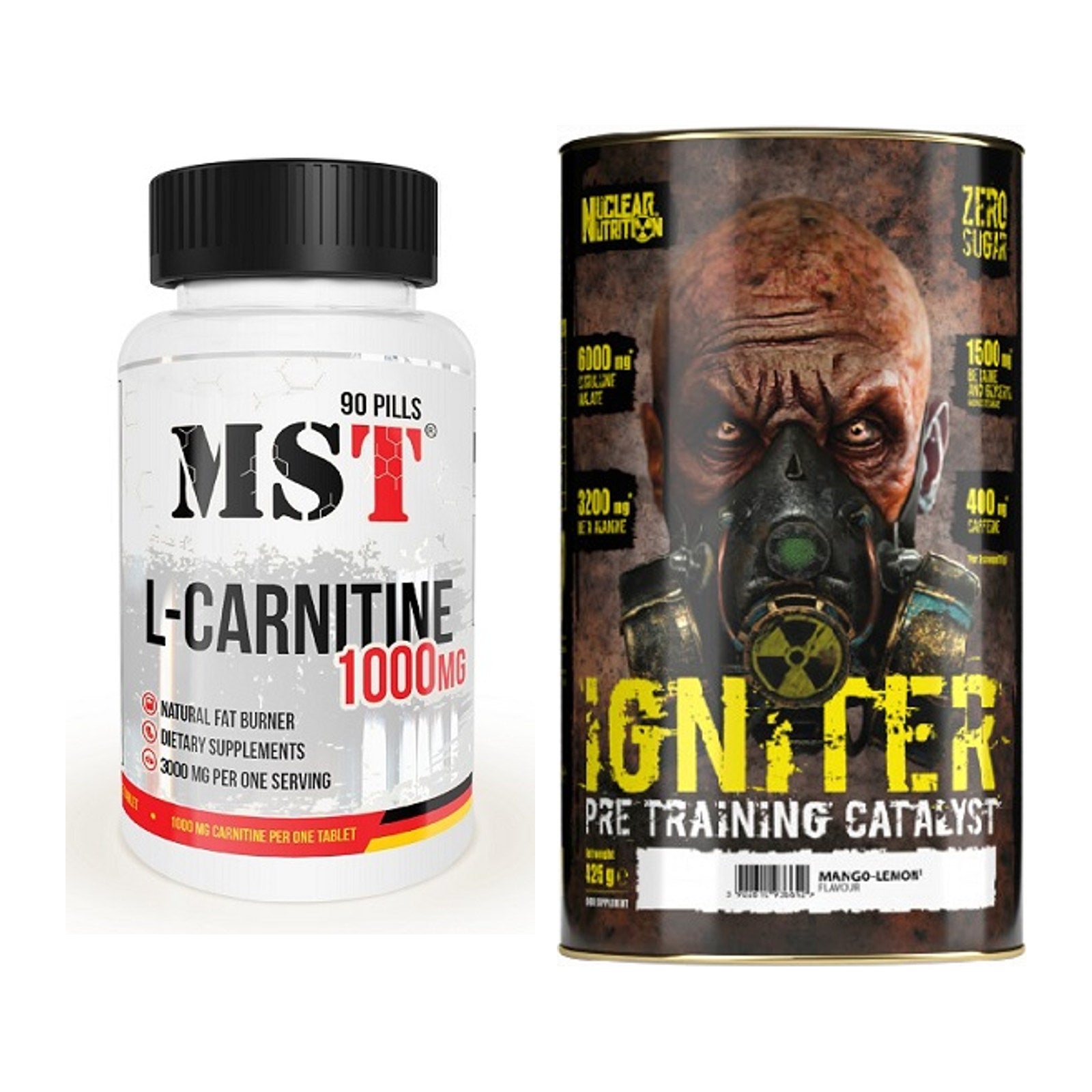 Cardio-Duo: MST L-Carnitine 1000 (90 + Nuclear Nutrition IGNITER – alle enthaltenen Artikel