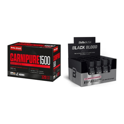 Cardio-Duo: Body Attack Carnipure 1500 + BioTech Black Blood Shot – alle enthaltenen Artikel