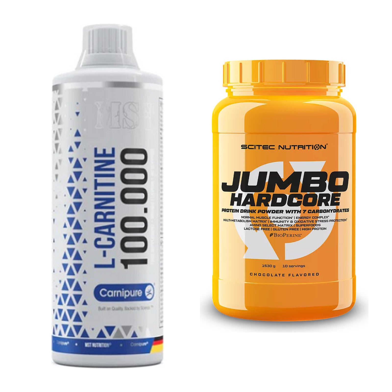 Cardio-Duo: MST L-Carnitine Carnipure + Scitec Jumbo Hardcore1530g – alle enthaltenen Artikel