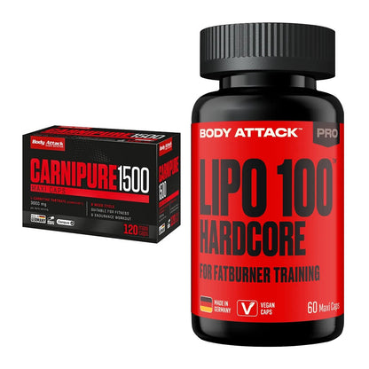 Cardio-Duo: Body Attack Carnipure 1500 + Body Attack LIPO 100-HARDCORE – alle enthaltenen Artikel