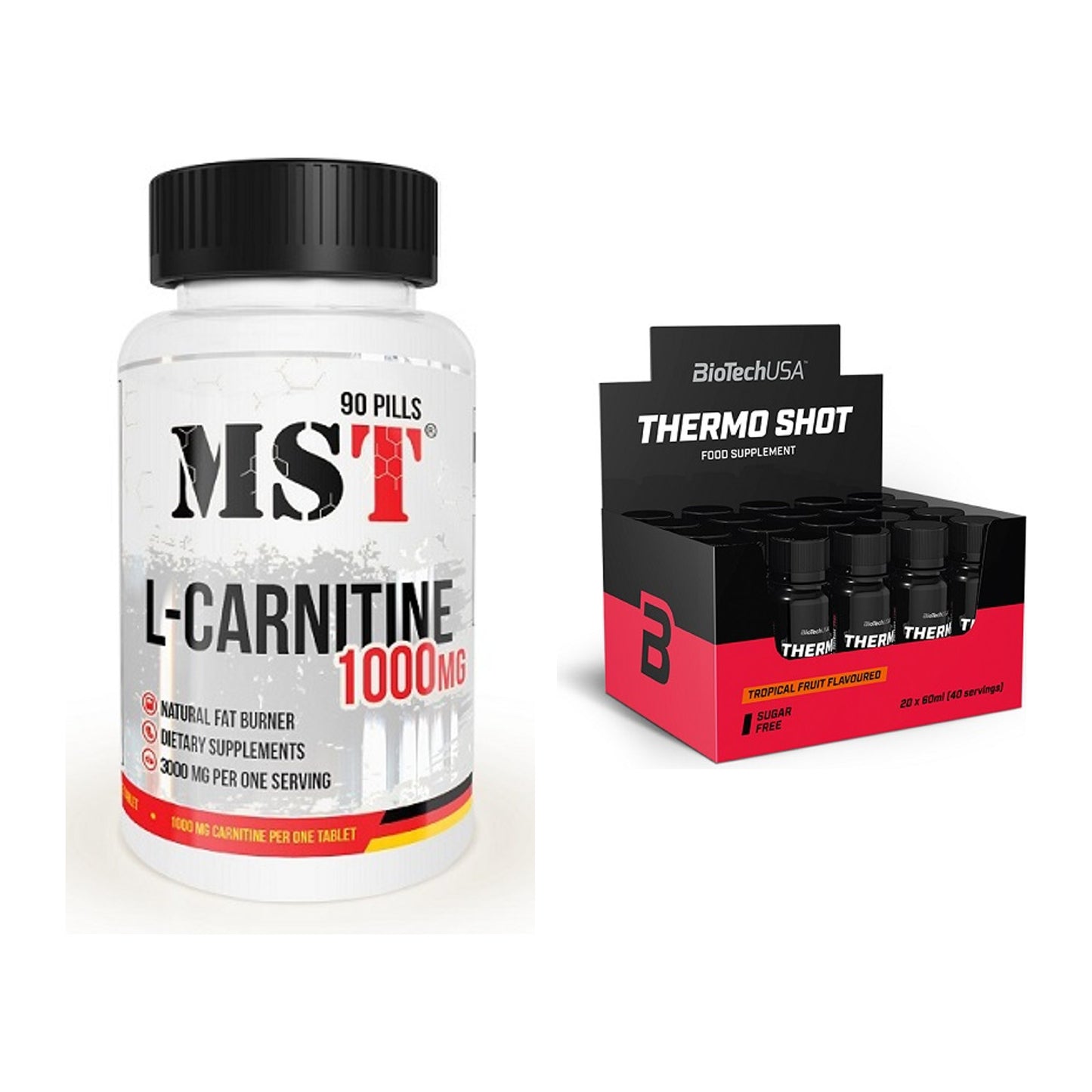 Cardio-Duo: MST L-Carnitine 1000 (90 + BioTech Thermo Shot 20x – alle enthaltenen Artikel