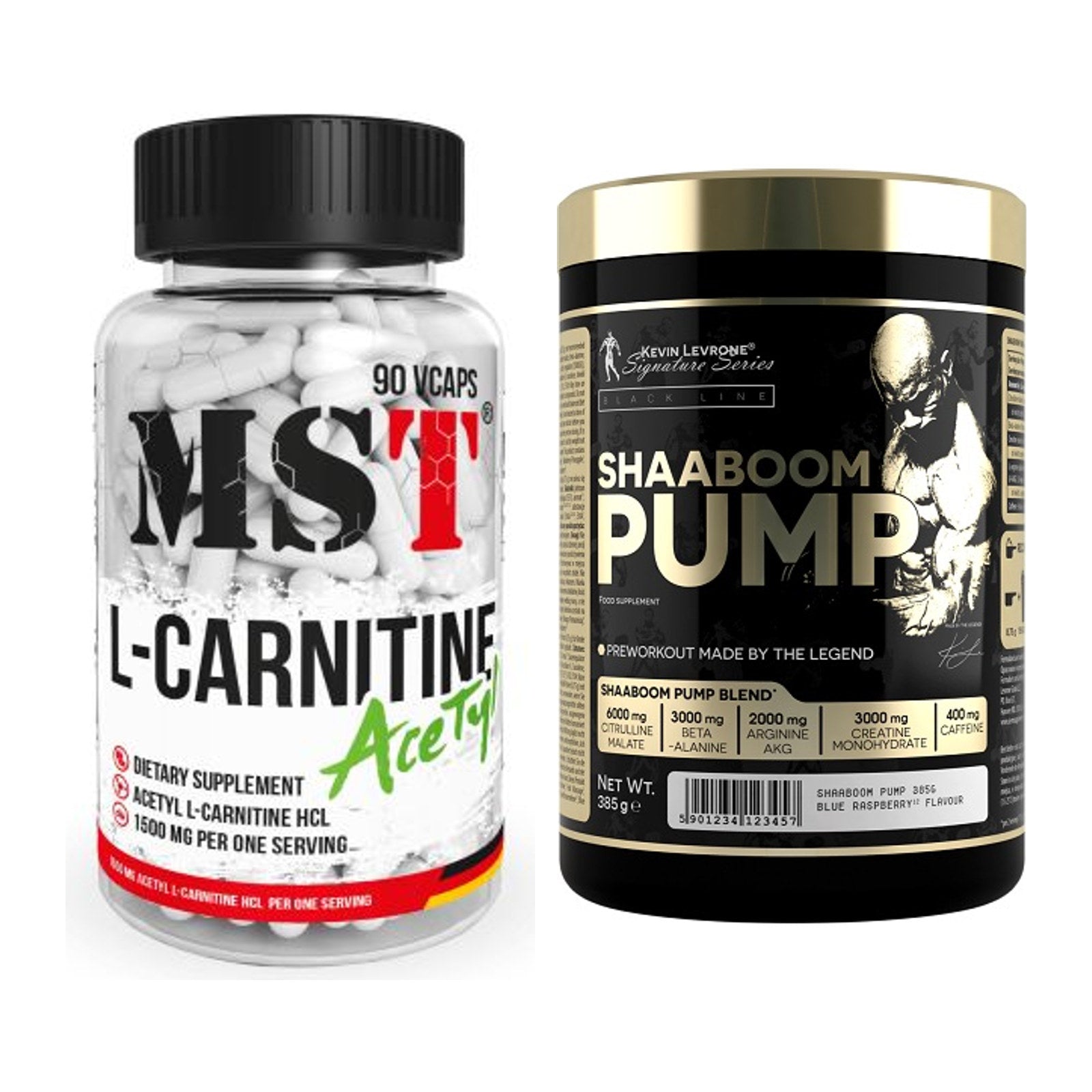 Cardio-Duo: MST L-Carnitine Acetyle + Kevin Levrone Shaaboom Pump – alle enthaltenen Artikel