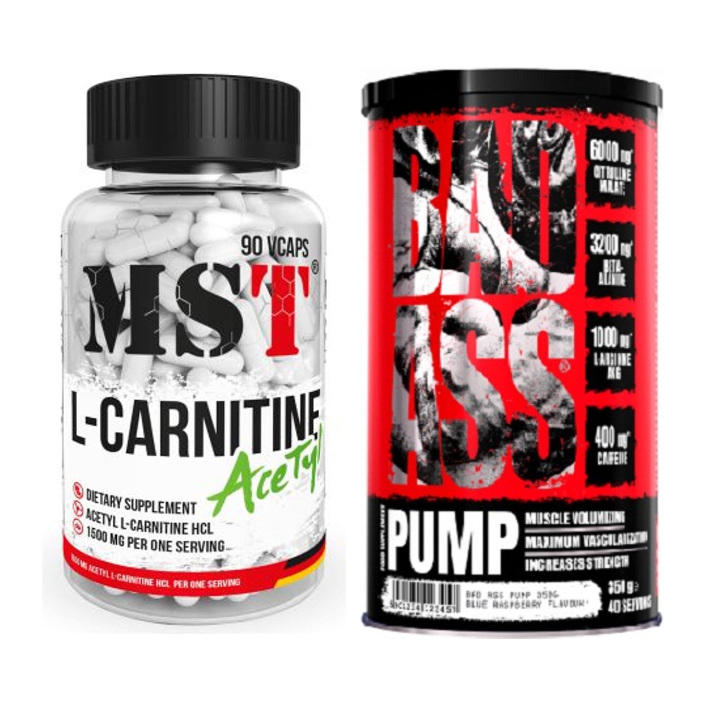 Cardio-Duo: MST L-Carnitine Acetyle + BAD ASS Pump – alle enthaltenen Artikel
