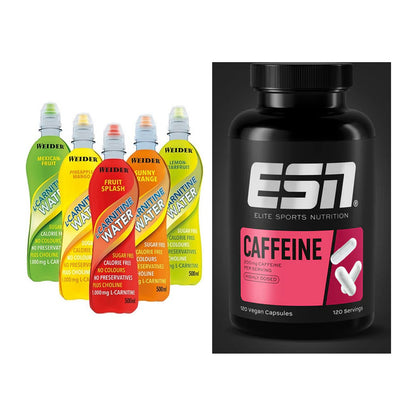 Cardio-Duo: Weider L-Carnitine WATER + ESN Caffeine Caps – alle enthaltenen Artikel