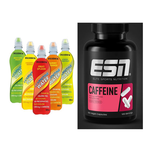 Cardio-Duo: Weider L-Carnitine WATER + ESN Caffeine Caps – alle enthaltenen Artikel