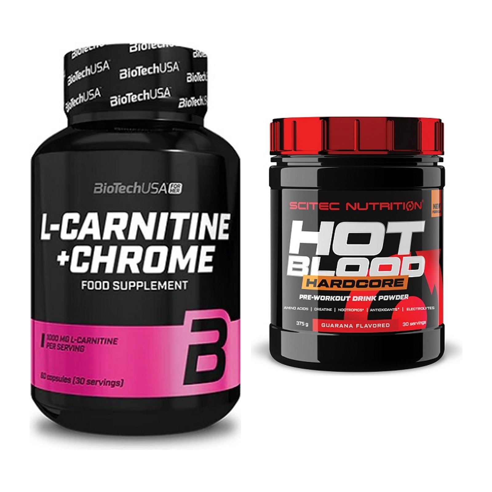 Cardio-Duo: BioTech L-Carnitine + Chrome + Scitec Hot Blood Hardcore – alle enthaltenen Artikel