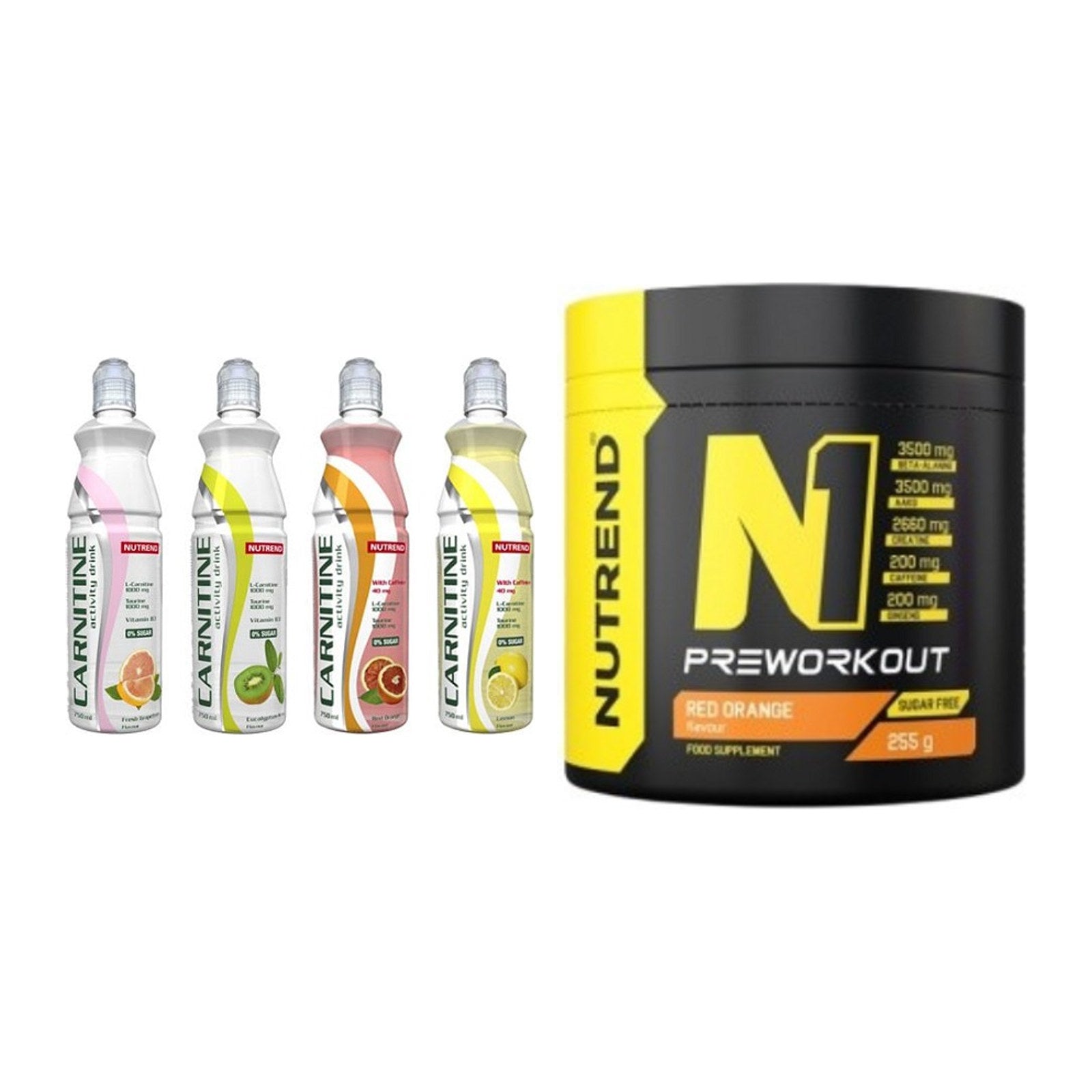Cardio-Duo: Nutrend Activity + Nutrend N1 Preworkout 255g – alle enthaltenen Artikel