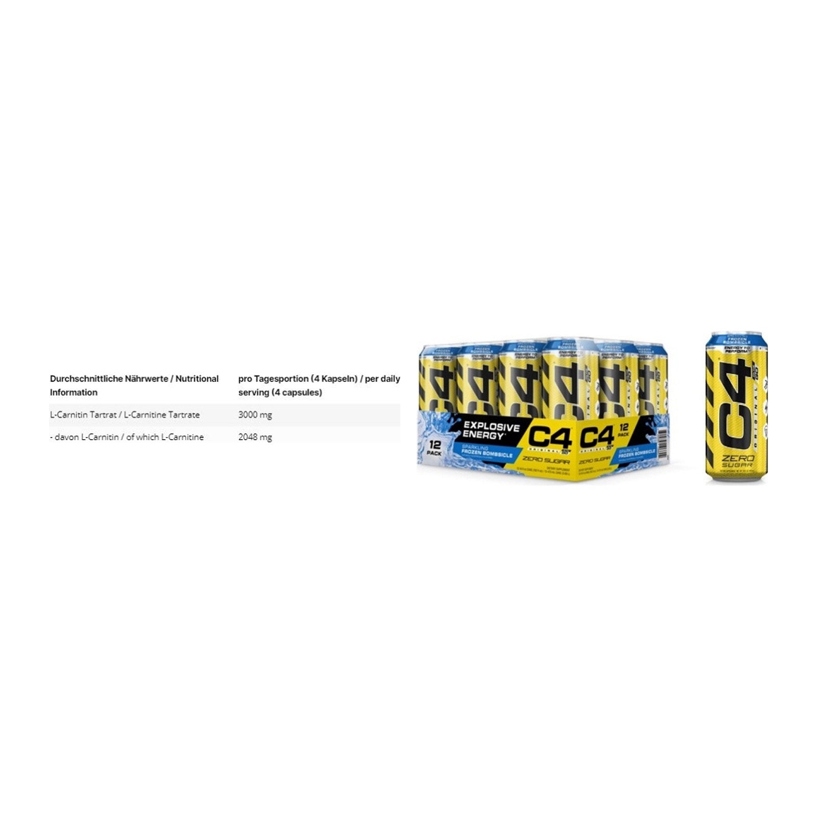Cardio-Duo: INLEAD L-Carnitine Tartrate + Cellucor C4 Energy – alle enthaltenen Artikel