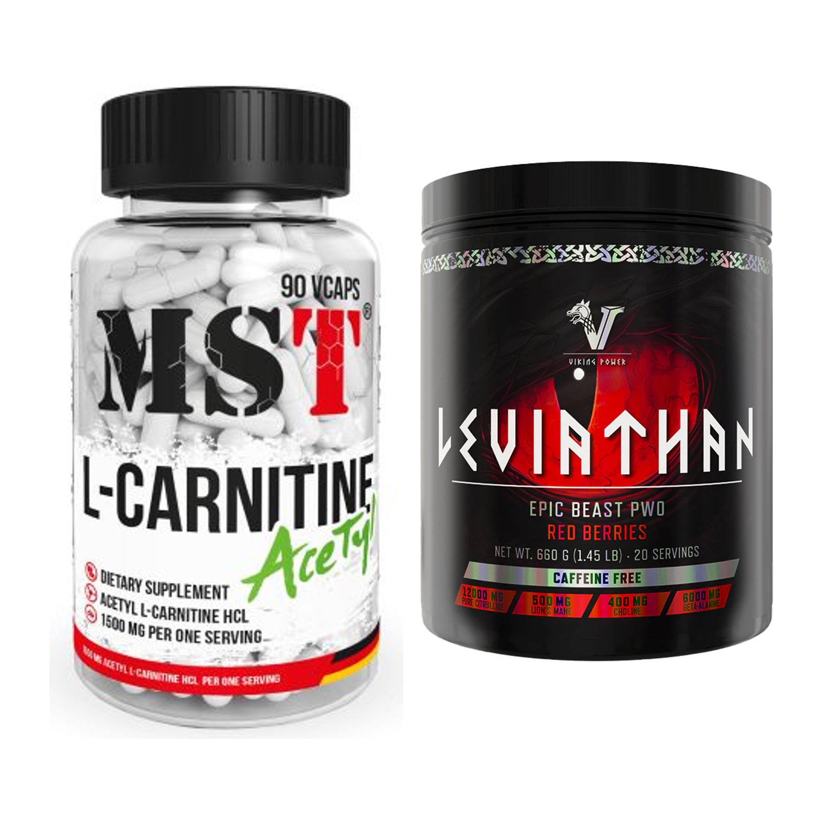 Cardio-Duo: MST L-Carnitine Acetyle + Viking Power Leviathan Hardcore – alle enthaltenen Artikel