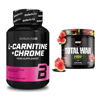 Cardio-Duo: BioTech L-Carnitine + Chrome + Redcon1 Total War PUMP – alle enthaltenen Artikel