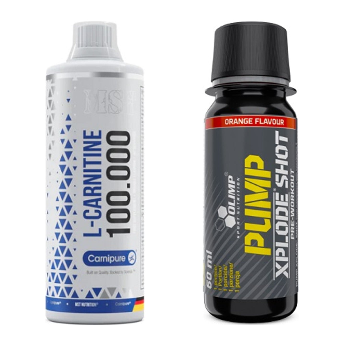 Cardio-Duo: MST L-Carnitine Carnipure 100 000 + Olimp Pump Xplode Shot – alle enthaltenen Artikel
