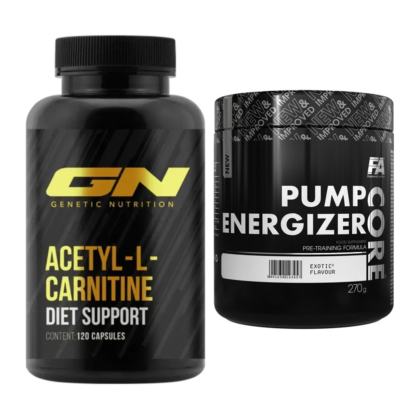 Cardio-Duo: GN Acetyl L-Carnitin + FA Nutrition Core Pump Energizer – alle enthaltenen Artikel