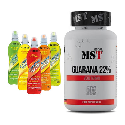 Cardio-Duo: Weider L-Carnitine WATER + MST Guarana 22% – alle enthaltenen Artikel