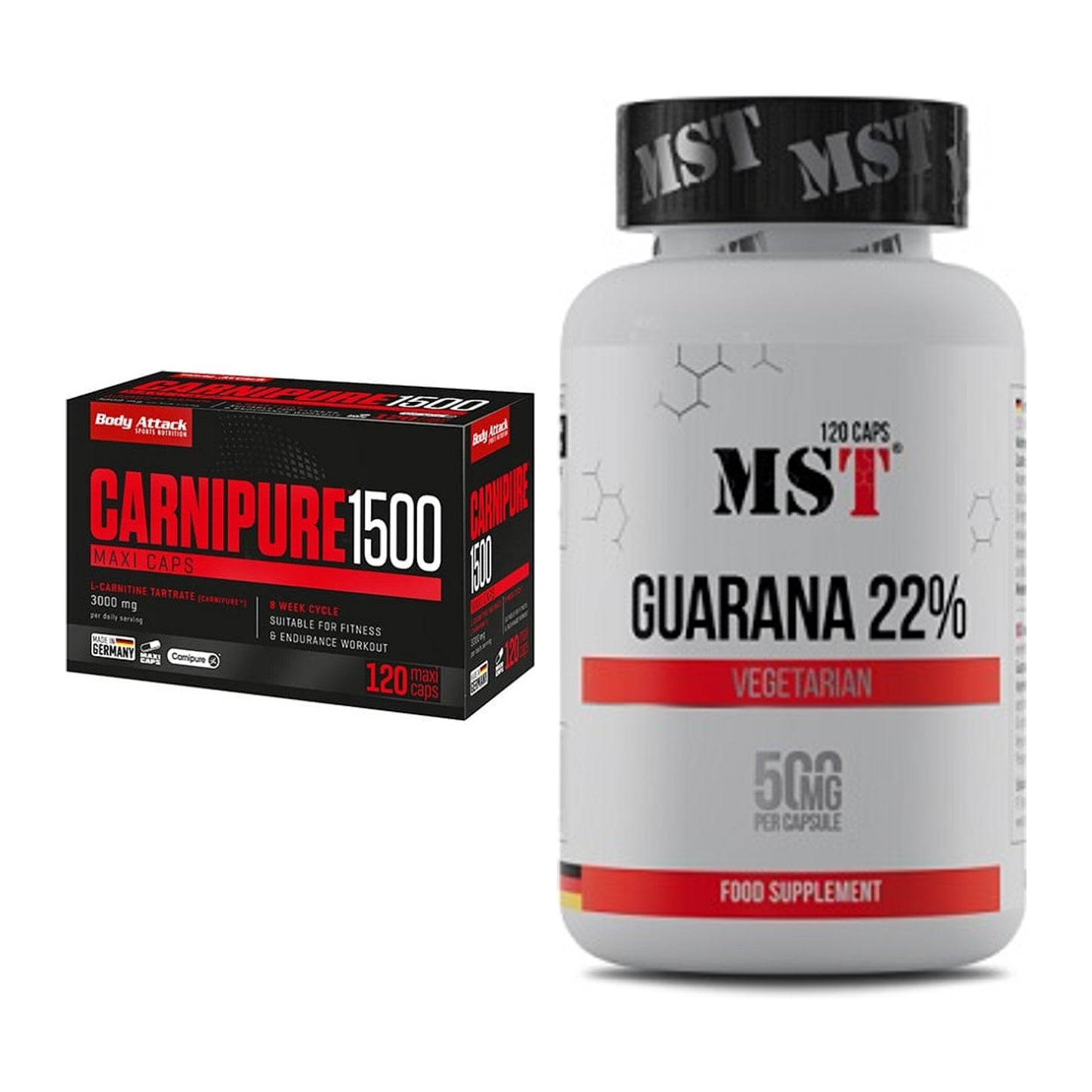 Cardio-Duo: Body Attack Carnipure 1500 + MST Guarana 22% – alle enthaltenen Artikel