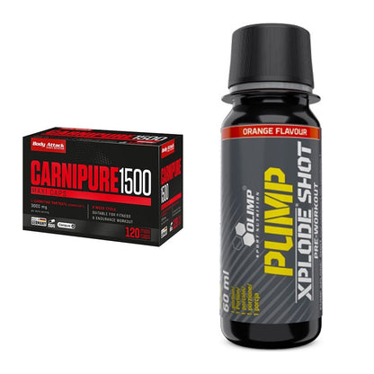 Cardio-Duo: Body Attack Carnipure 1500 + Olimp Pump Xplode Shot – alle enthaltenen Artikel