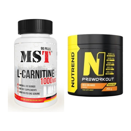 Cardio-Duo: MST L-Carnitine 1000 (90 + Nutrend N1 Preworkout 255g – alle enthaltenen Artikel