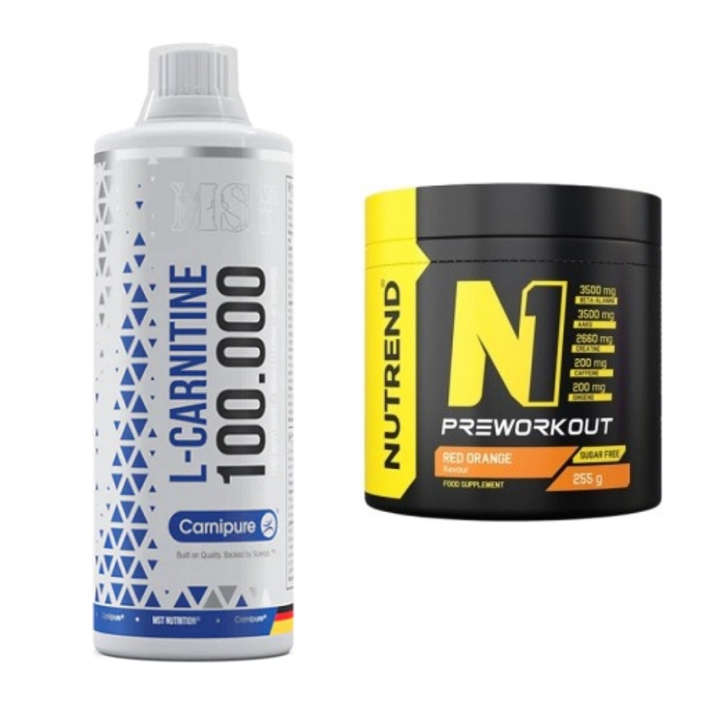 Cardio-Duo: MST L-Carnitine Carnipure + Nutrend N1 Preworkout 255g – alle enthaltenen Artikel