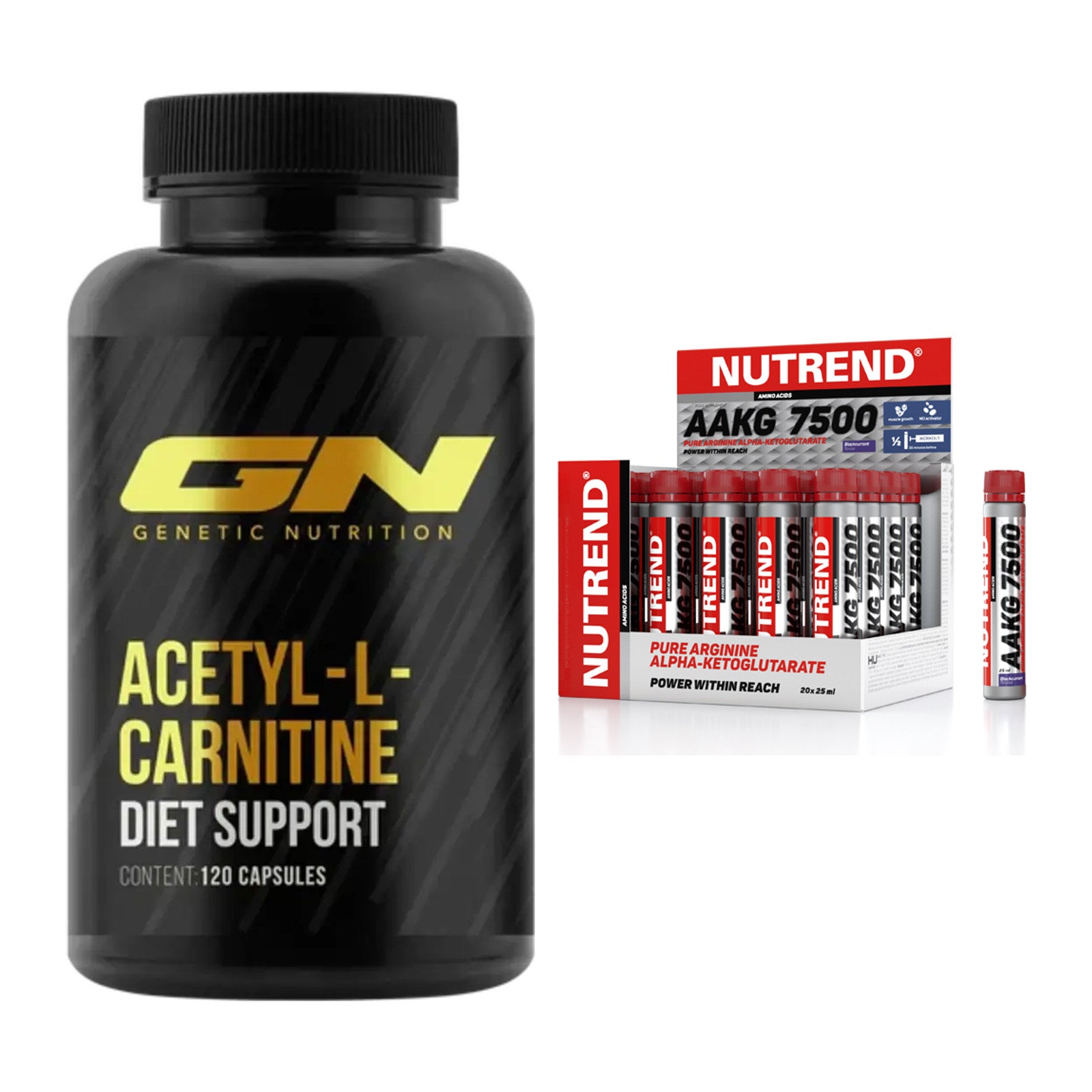 Cardio-Duo: GN Acetyl L-Carnitin + Nutrend AAKG 7500 Shots – alle enthaltenen Artikel