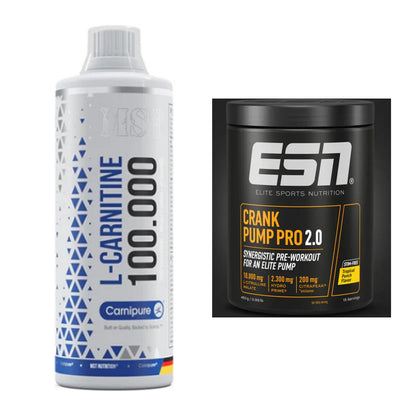 Cardio-Duo: MST L-Carnitine Carnipure 100 000 + ESN Crank Pump Pro 2.0 – alle enthaltenen Artikel