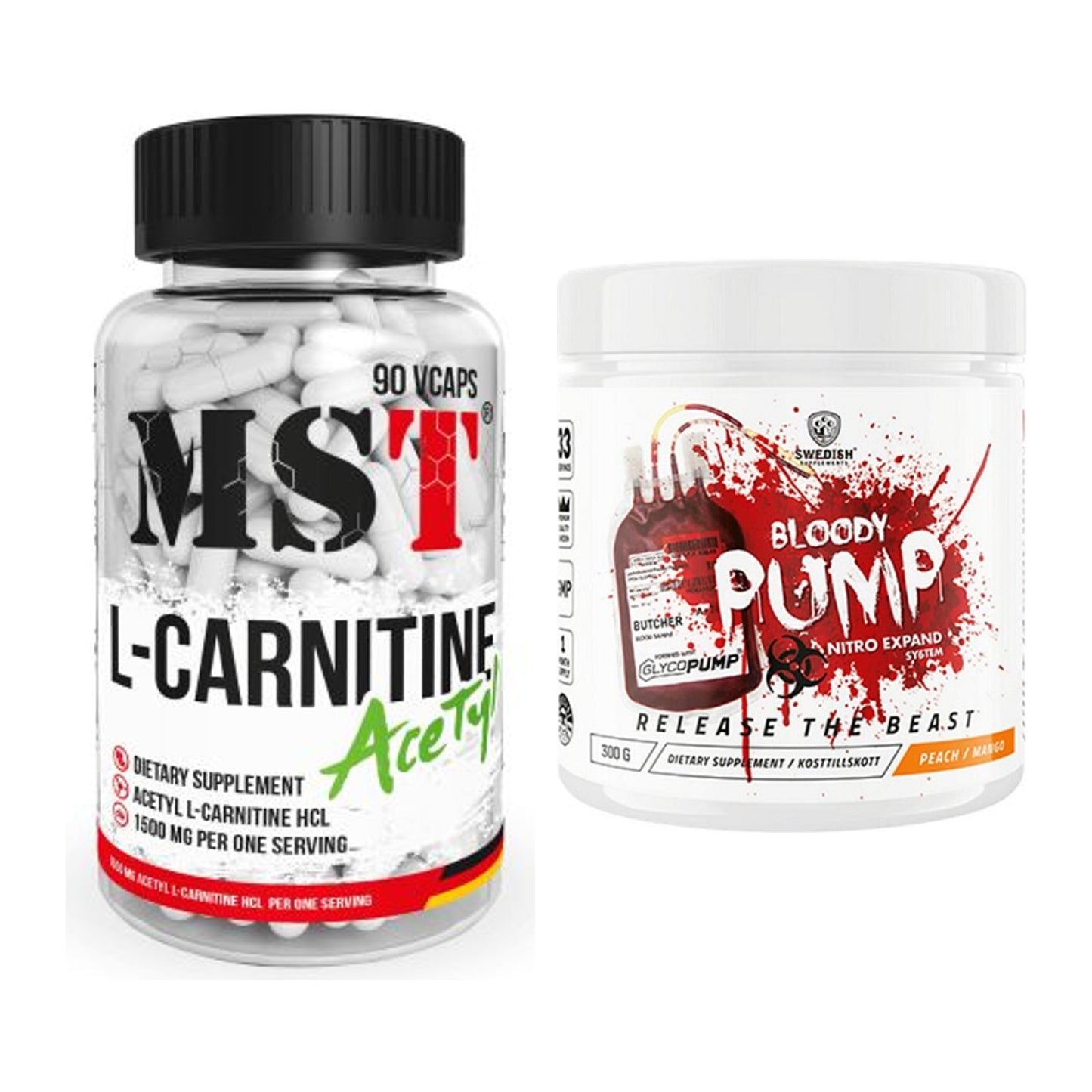Cardio-Duo: MST L-Carnitine Acetyle + Swedish Supplements Bloody Pump – alle enthaltenen Artikel