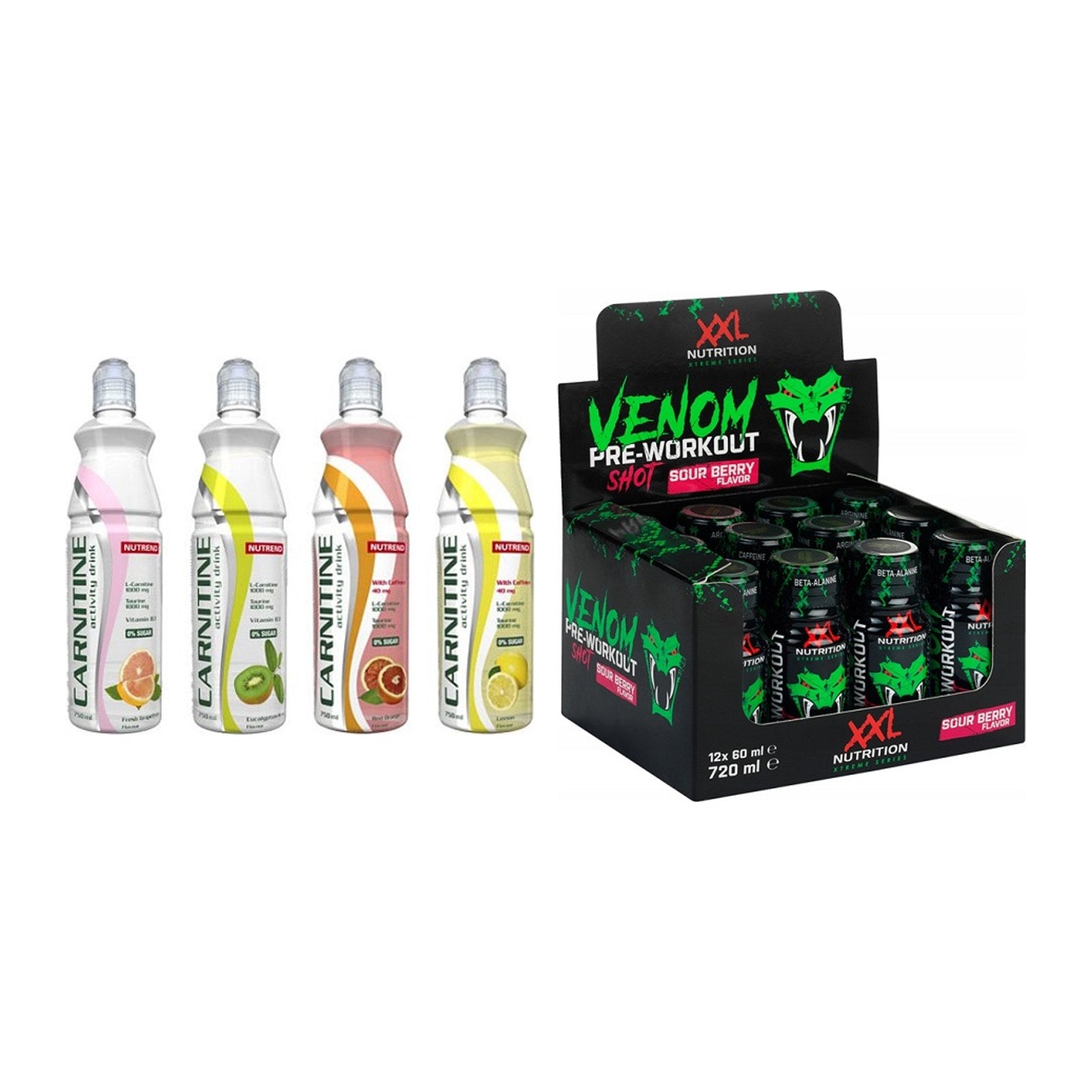 Cardio-Duo: Nutrend Activity + XXL Nutrition Venom Shot – alle enthaltenen Artikel