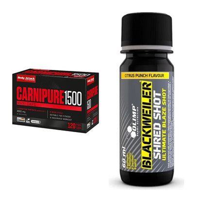 Cardio-Duo: Body Attack Carnipure 1500 + Olimp Blackweiler Shred Shot – alle enthaltenen Artikel