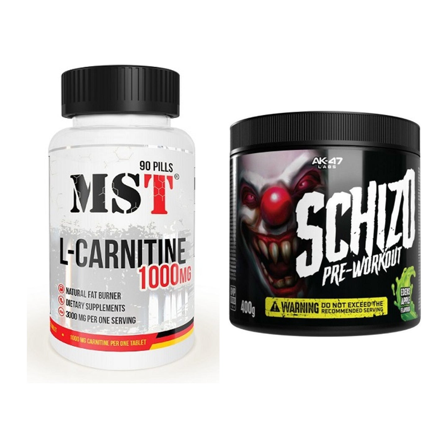 Cardio-Duo: MST L-Carnitine 1000 (90 + AK47 Labs Schizo – alle enthaltenen Artikel