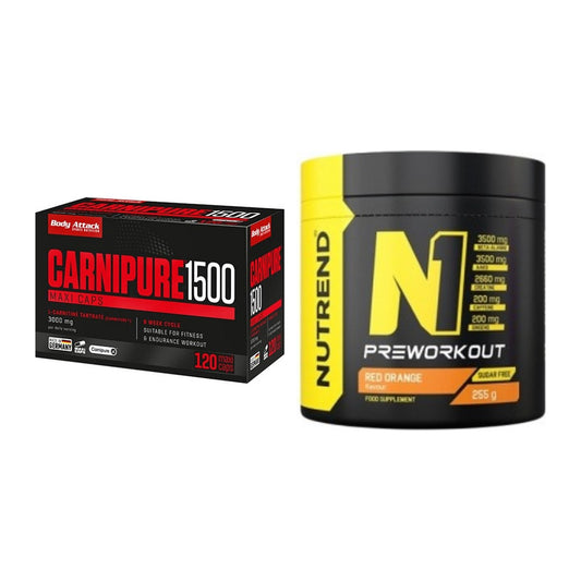 Cardio-Duo: Body Attack Carnipure 1500 + Nutrend N1 Preworkout 255g – alle enthaltenen Artikel