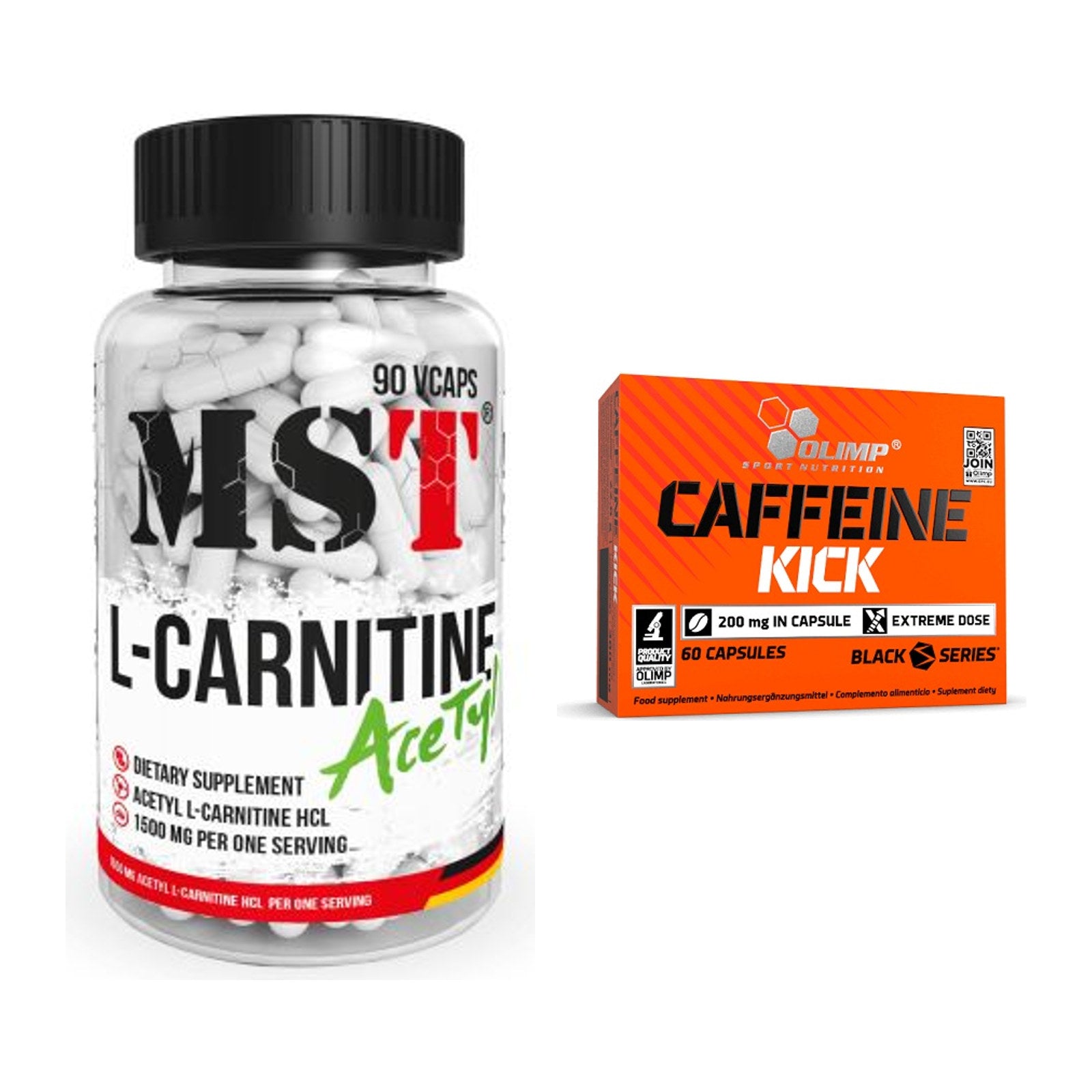 Cardio-Duo: MST L-Carnitine Acetyle + Olimp Caffeine Kick – alle enthaltenen Artikel
