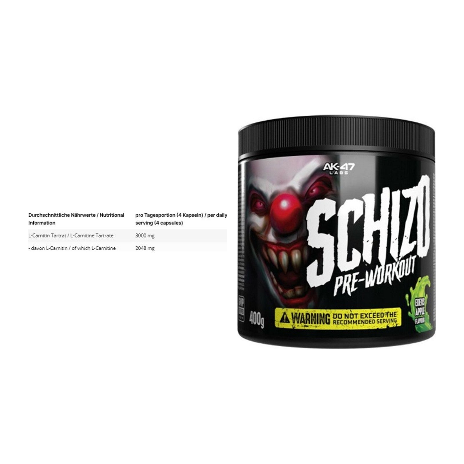 Cardio-Duo: INLEAD L-Carnitine Tartrate + AK47 Labs Schizo Pre-Workout – alle enthaltenen Artikel