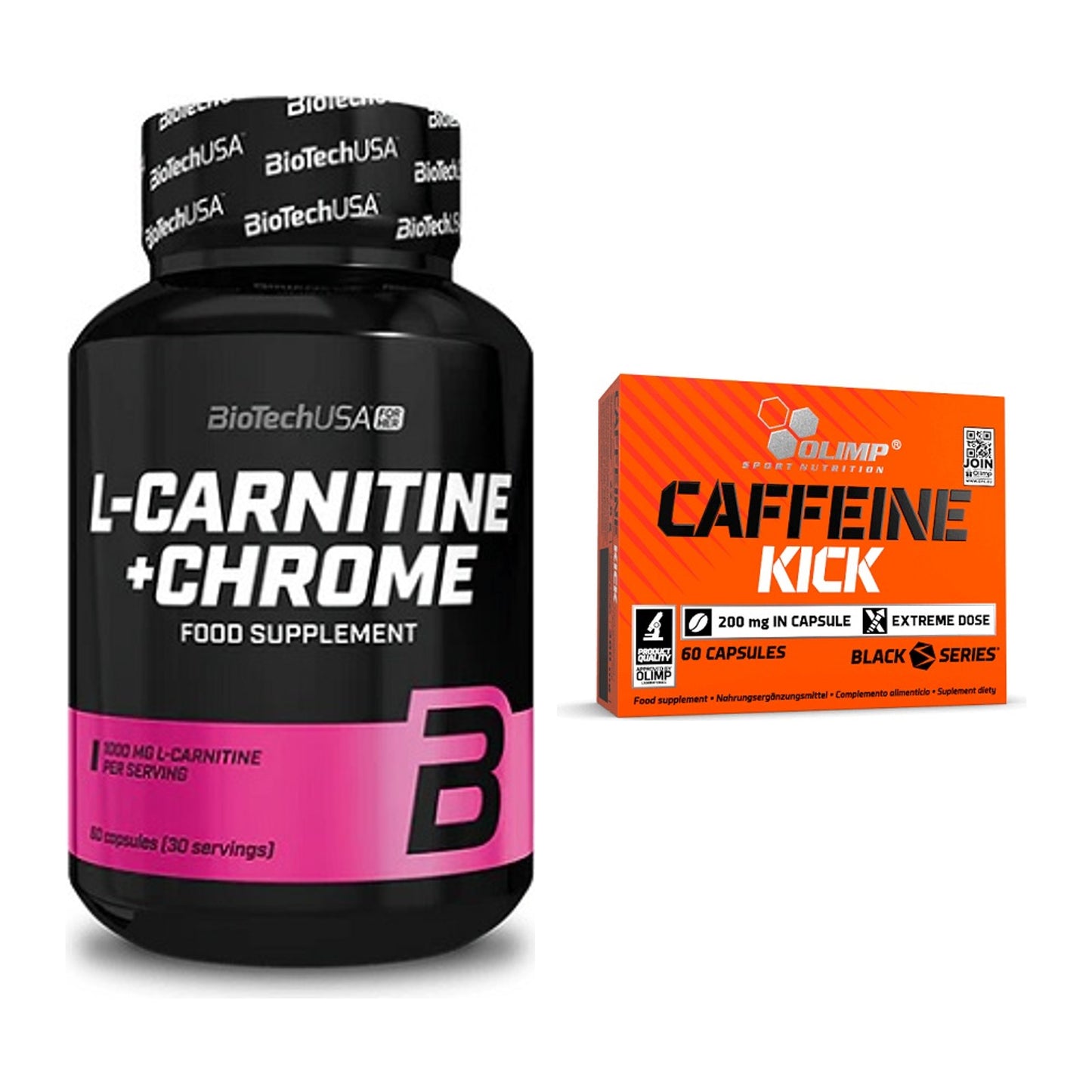 Cardio-Duo: BioTech L-Carnitine + Chrome + Olimp Caffeine Kick – alle enthaltenen Artikel