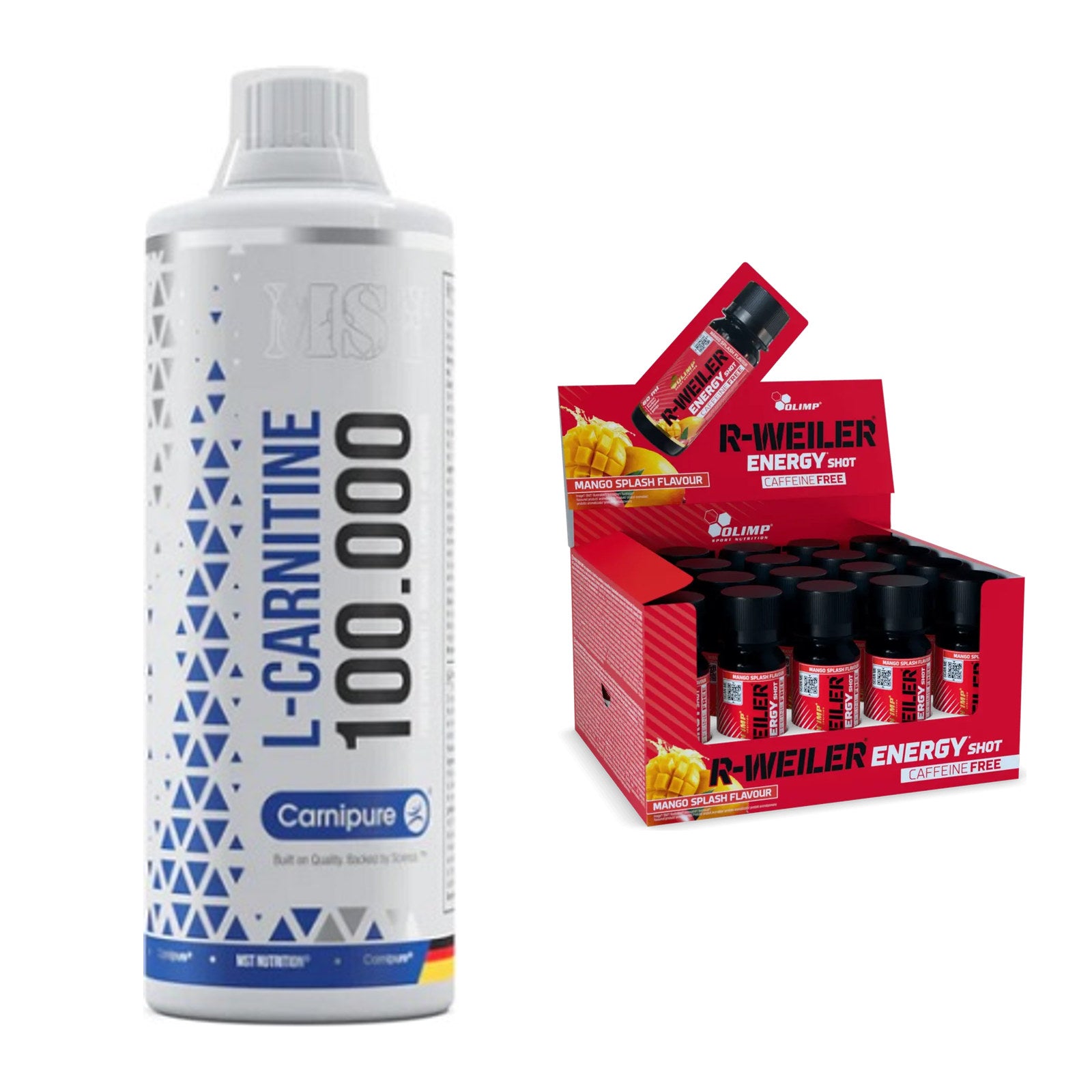 Cardio-Duo: MST L-Carnitine Carnipure + Olimp R-Weiler Energy Shot – alle enthaltenen Artikel