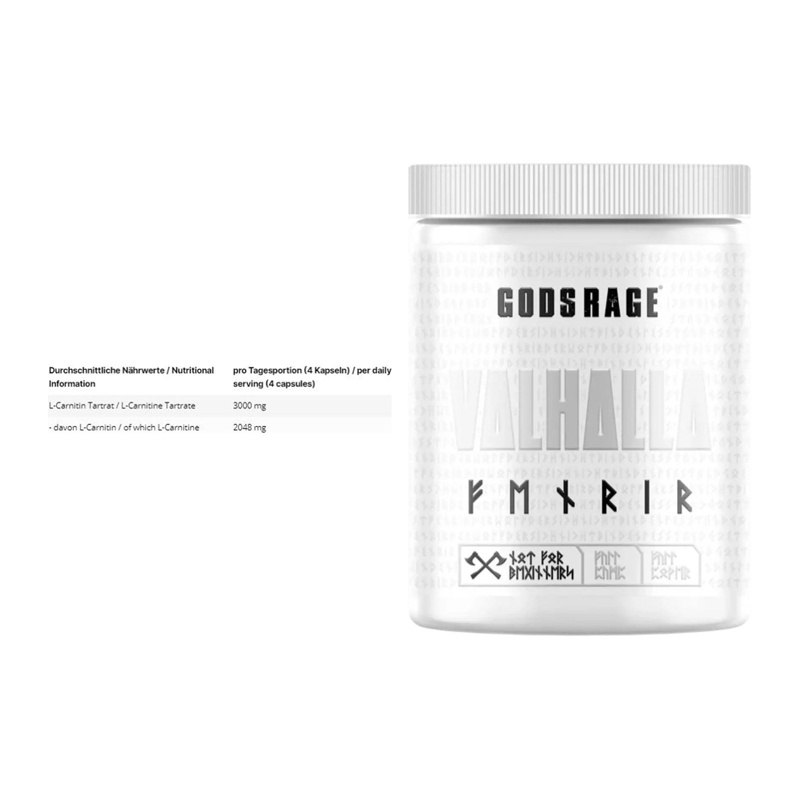 Cardio-Duo: INLEAD L-Carnitine Tartrate + GODSRAGE Valhalla Fenrir – alle enthaltenen Artikel